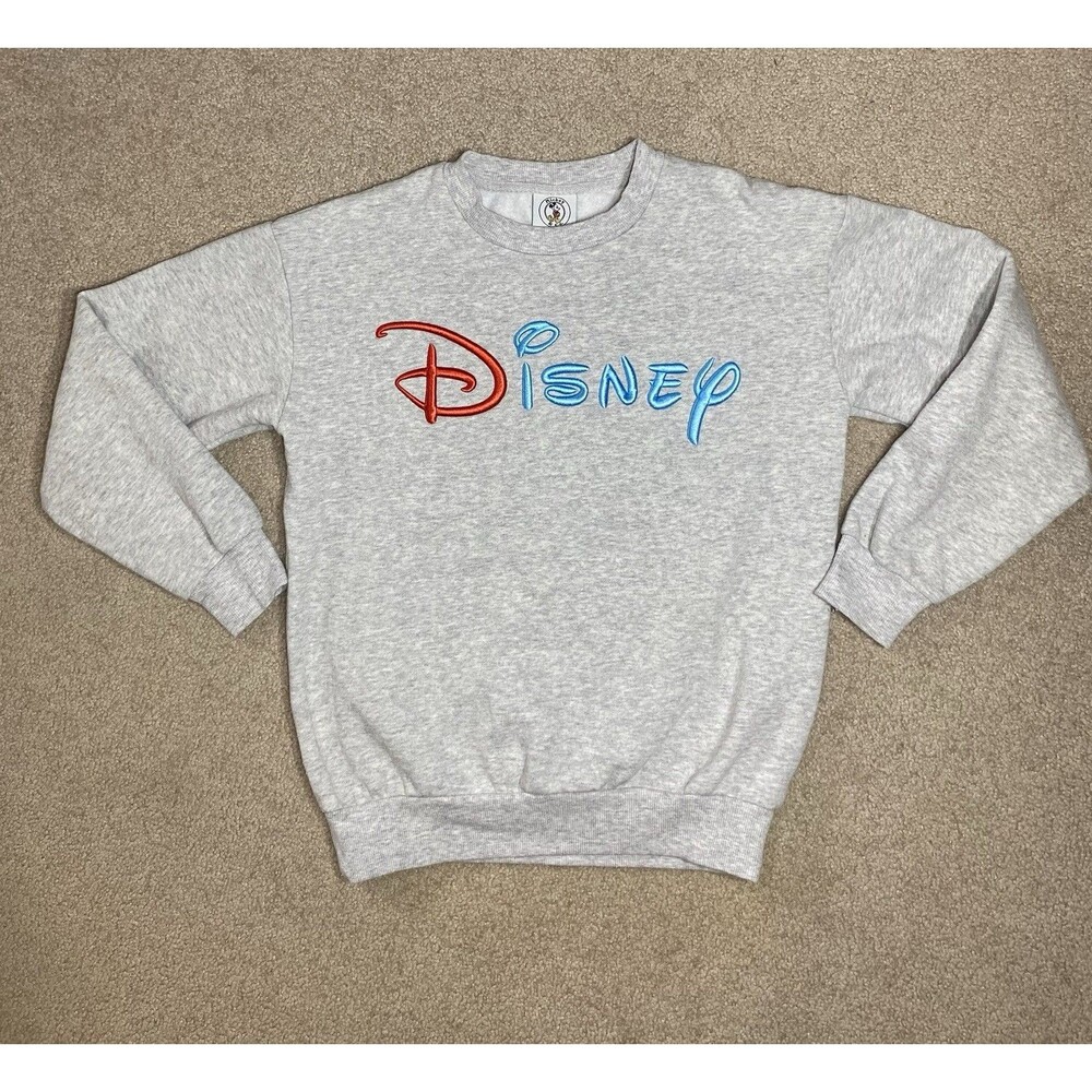 Mickey & Co Disney Sweatshirt Gray Embroidered Logo Friends Back XXS
